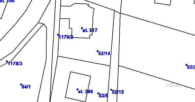 Parcela st. 52/14 v KÚ Mošnov, Katastrální mapa