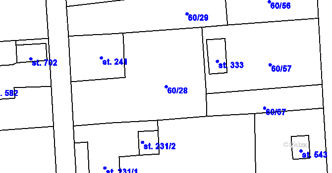 Parcela st. 60/28 v KÚ Mošnov, Katastrální mapa
