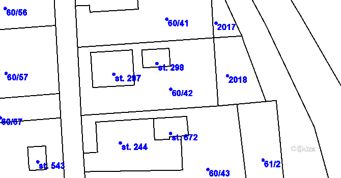 Parcela st. 60/42 v KÚ Mošnov, Katastrální mapa