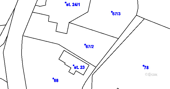 Parcela st. 67/2 v KÚ Mošnov, Katastrální mapa