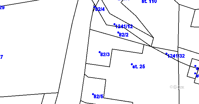 Parcela st. 82/3 v KÚ Mošnov, Katastrální mapa
