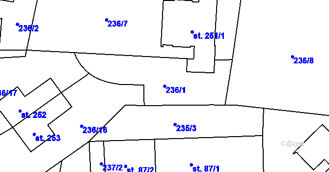 Parcela st. 236/1 v KÚ Mošnov, Katastrální mapa