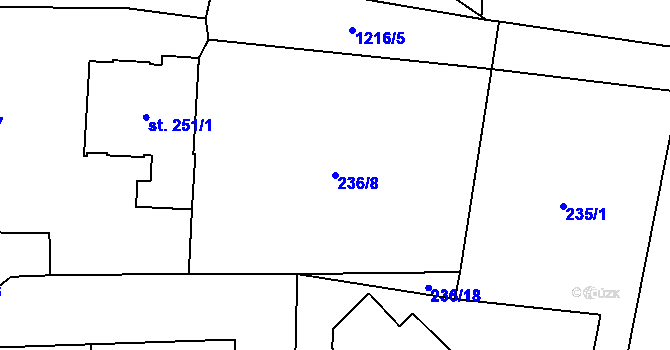 Parcela st. 236/8 v KÚ Mošnov, Katastrální mapa
