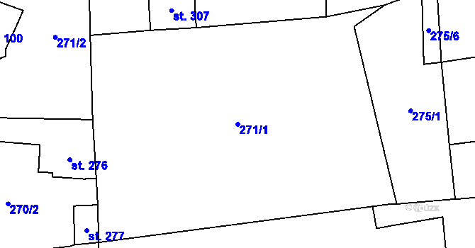 Parcela st. 271/1 v KÚ Mošnov, Katastrální mapa