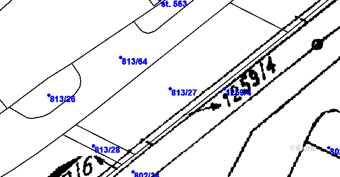 Parcela st. 813/27 v KÚ Mošnov, Katastrální mapa