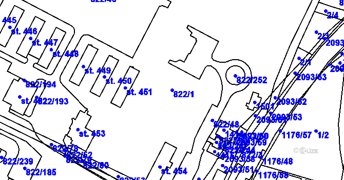 Parcela st. 822/1 v KÚ Mošnov, Katastrální mapa