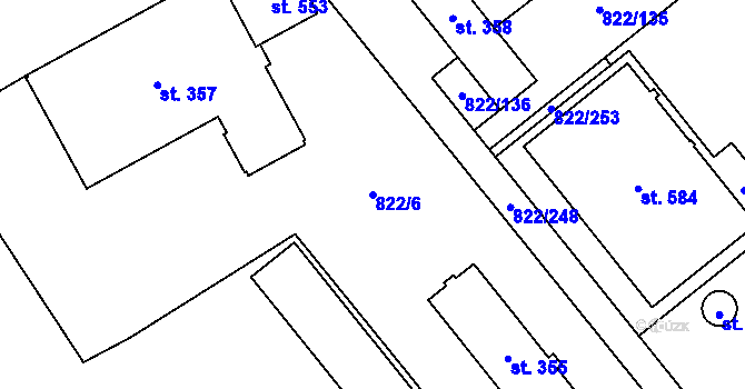 Parcela st. 822/6 v KÚ Mošnov, Katastrální mapa