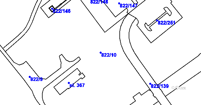 Parcela st. 822/10 v KÚ Mošnov, Katastrální mapa