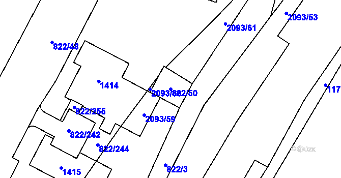 Parcela st. 822/50 v KÚ Mošnov, Katastrální mapa