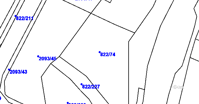 Parcela st. 822/74 v KÚ Mošnov, Katastrální mapa