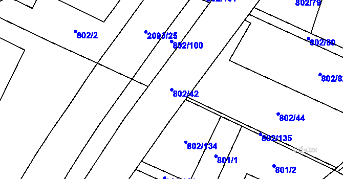 Parcela st. 802/42 v KÚ Mošnov, Katastrální mapa