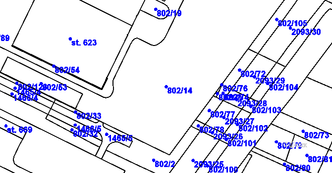 Parcela st. 802/14 v KÚ Mošnov, Katastrální mapa