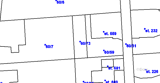 Parcela st. 60/73 v KÚ Mošnov, Katastrální mapa