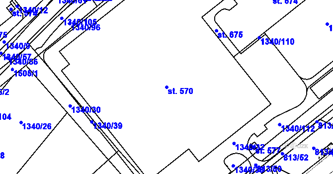 Parcela st. 570 v KÚ Mošnov, Katastrální mapa