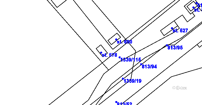 Parcela st. 578 v KÚ Mošnov, Katastrální mapa