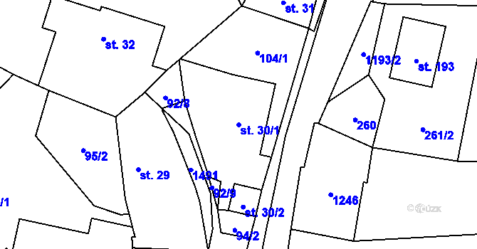 Parcela st. 30/1 v KÚ Mošnov, Katastrální mapa