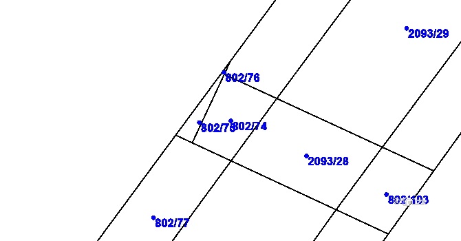 Parcela st. 802/74 v KÚ Mošnov, Katastrální mapa