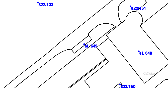 Parcela st. 649 v KÚ Mošnov, Katastrální mapa
