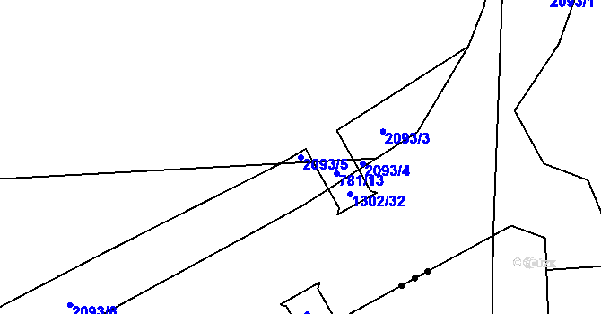Parcela st. 2093/5 v KÚ Mošnov, Katastrální mapa