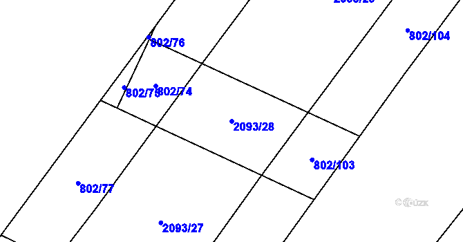 Parcela st. 2093/28 v KÚ Mošnov, Katastrální mapa