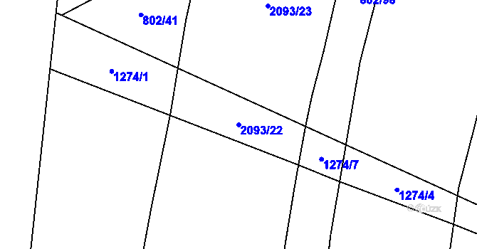 Parcela st. 2093/22 v KÚ Mošnov, Katastrální mapa