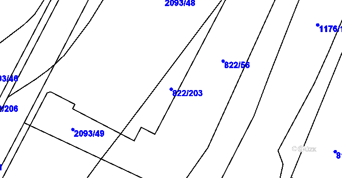 Parcela st. 822/203 v KÚ Mošnov, Katastrální mapa