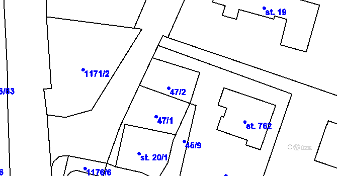 Parcela st. 47/2 v KÚ Mošnov, Katastrální mapa
