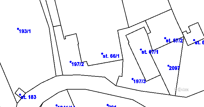 Parcela st. 66/1 v KÚ Mošnov, Katastrální mapa