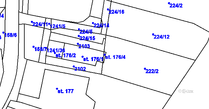 Parcela st. 176/4 v KÚ Mošnov, Katastrální mapa