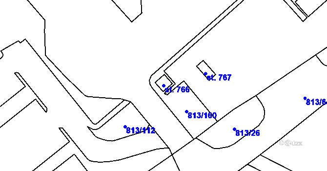 Parcela st. 766 v KÚ Mošnov, Katastrální mapa