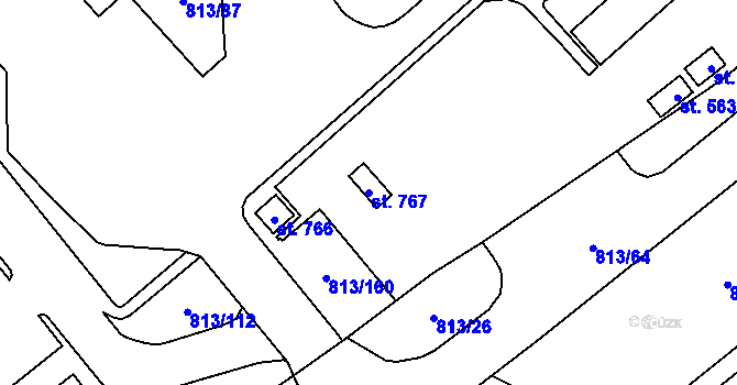 Parcela st. 767 v KÚ Mošnov, Katastrální mapa