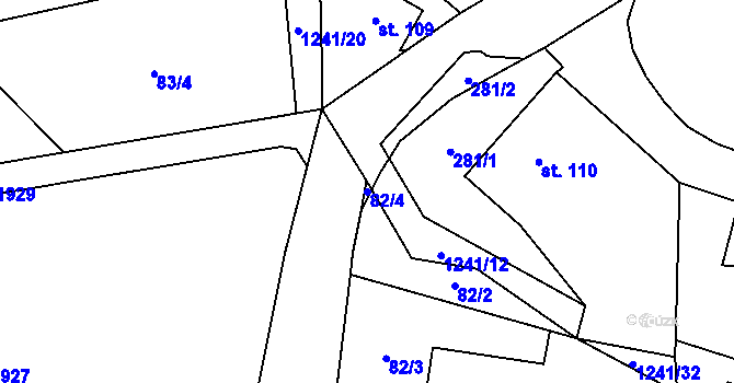 Parcela st. 82/4 v KÚ Mošnov, Katastrální mapa