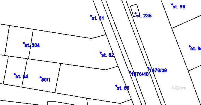 Parcela st. 62 v KÚ Mouchnice, Katastrální mapa