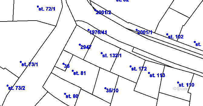 Parcela st. 132/1 v KÚ Mouchnice, Katastrální mapa