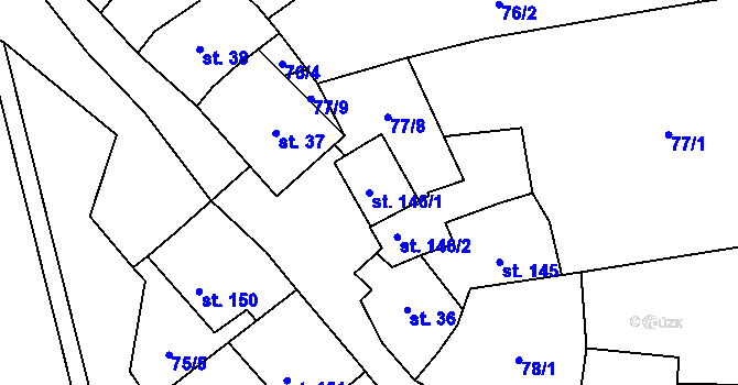 Parcela st. 146/1 v KÚ Mouchnice, Katastrální mapa