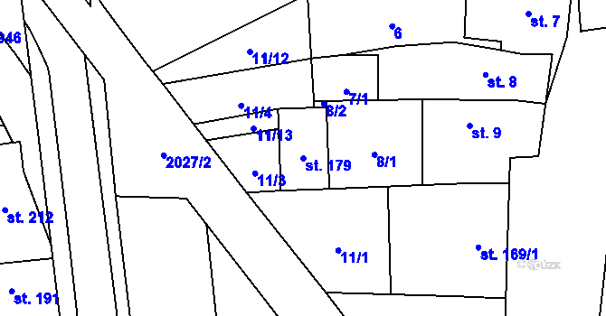 Parcela st. 179 v KÚ Mouchnice, Katastrální mapa