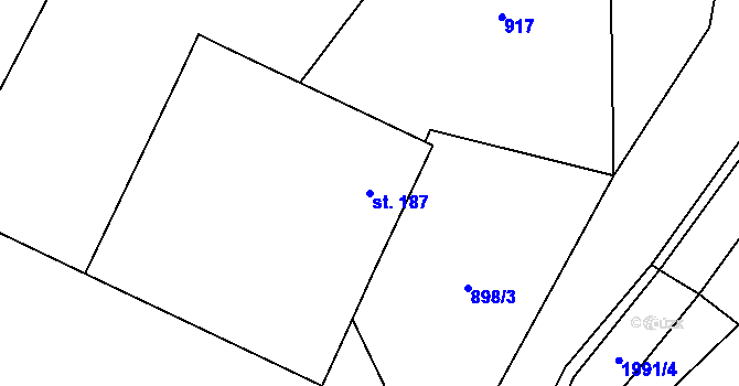 Parcela st. 187 v KÚ Mouchnice, Katastrální mapa