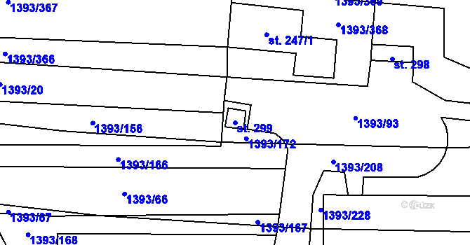Parcela st. 299 v KÚ Mouchnice, Katastrální mapa