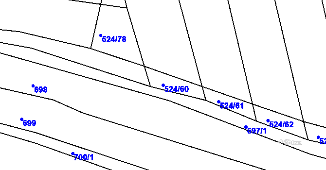 Parcela st. 524/60 v KÚ Mouchnice, Katastrální mapa