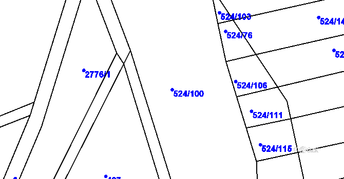 Parcela st. 524/100 v KÚ Mouchnice, Katastrální mapa