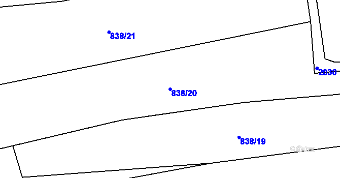 Parcela st. 838/20 v KÚ Mouchnice, Katastrální mapa