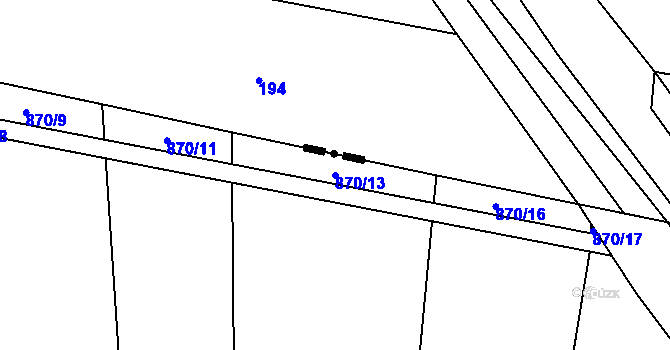Parcela st. 870/13 v KÚ Mouchnice, Katastrální mapa