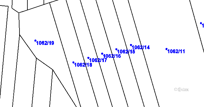 Parcela st. 1062/16 v KÚ Mouchnice, Katastrální mapa