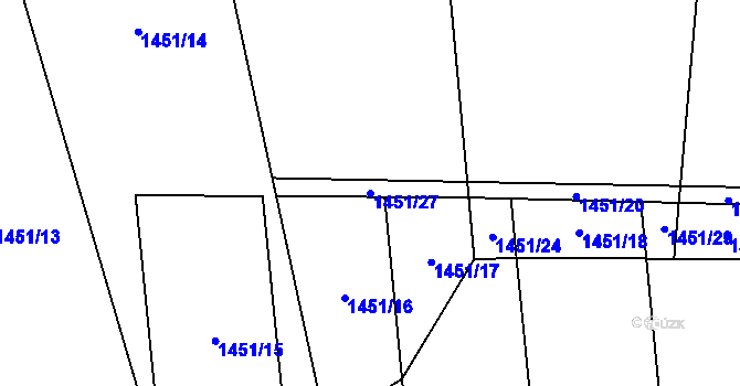 Parcela st. 1451/27 v KÚ Mouchnice, Katastrální mapa
