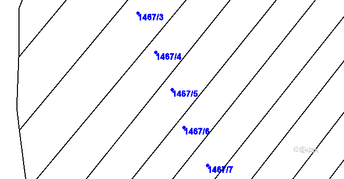 Parcela st. 1467/5 v KÚ Mouchnice, Katastrální mapa