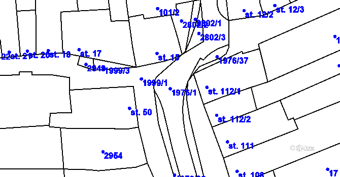 Parcela st. 1976/1 v KÚ Mouchnice, Katastrální mapa