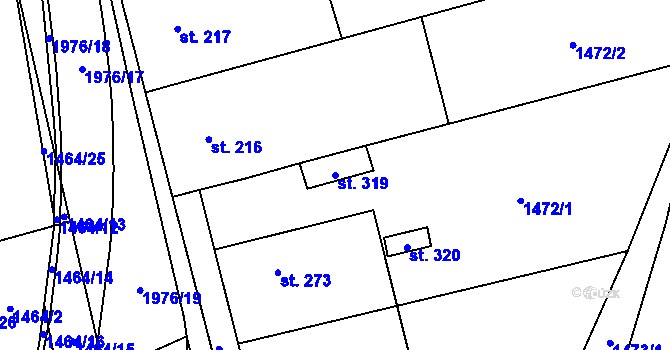 Parcela st. 319 v KÚ Mouchnice, Katastrální mapa