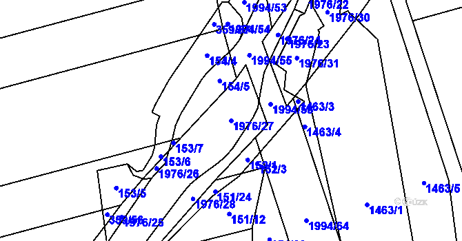 Parcela st. 1976/27 v KÚ Mouchnice, Katastrální mapa
