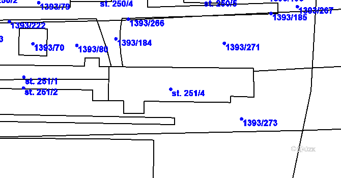 Parcela st. 251/4 v KÚ Mouchnice, Katastrální mapa