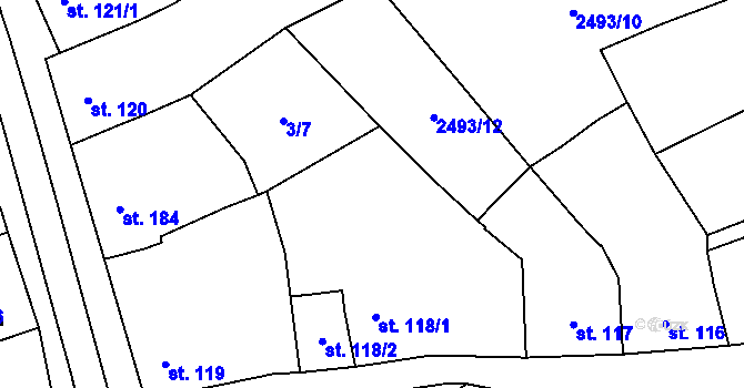 Parcela st. 3/5 v KÚ Mouřínov, Katastrální mapa